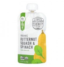 Serenity Kids, Organic Butternut Squash & Spinach with Olive Oil, 6+ Months, 3.5 oz (99 g)