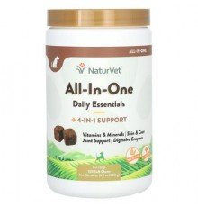 NaturVet, All-In-One Daily Essentials + 4-In-1 Support, For Dogs, 120 Soft Chews, 16.9 oz (480 g)