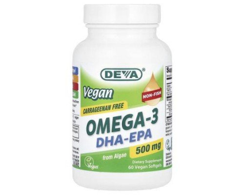 Deva, Vegan Omega-3, DHA-EPA, 500 mg, 60 Vegan Softgels
