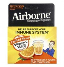 AirBorne, Immune Support Supplement, Zesty Orange, 2 Tubes, 10 Effervescent Tablets Each