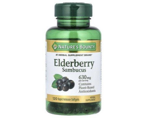 Nature's Bounty, Elderberry Sambucus, 120 Rapid Release Softgels (210 mg per Softgel)