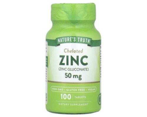 Nature's Truth, Zinc, Chelated , 50 mg, 100 Tablets