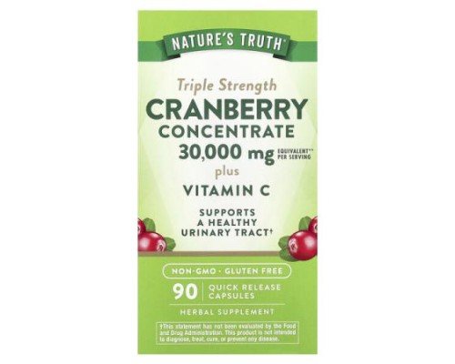 Nature's Truth, Cranberry Concentrate Plus Vitamin C, Triple Strength, 90 Quick Release Capsules