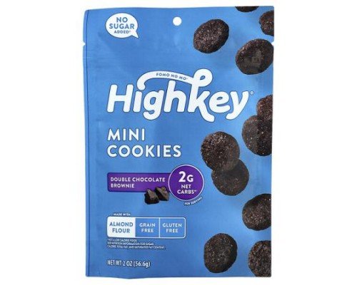 HighKey, Mini Cookies, Double Chocolate Brownie, 2 oz (56.6 g)