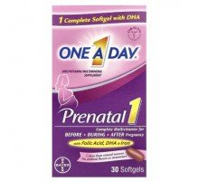 One-A-Day, Prenatal 1 with Folic Acid, DHA & Iron, Multivitamin/Multimineral Supplement, 30 Softgels