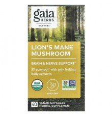 Gaia Herbs, Lion's Mane Mushroom, 40 Vegan Capsules