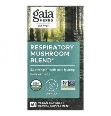 Gaia Herbs, Respiratory Mushroom Blend, 40 Vegan Capsules