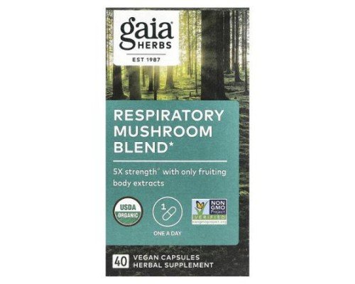 Gaia Herbs, Respiratory Mushroom Blend, 40 Vegan Capsules