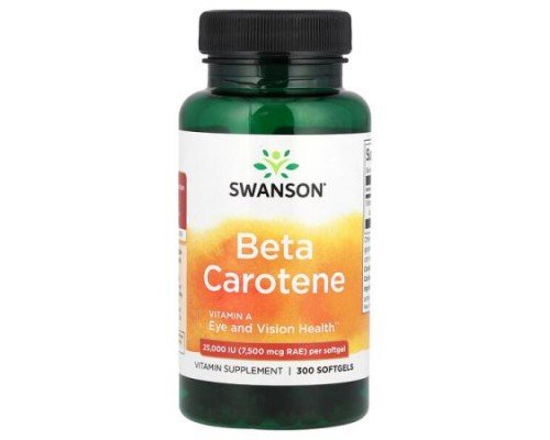 Swanson, Beta Carotene, 25,000 IU (7,500 mcg RAE), 300 Softgels