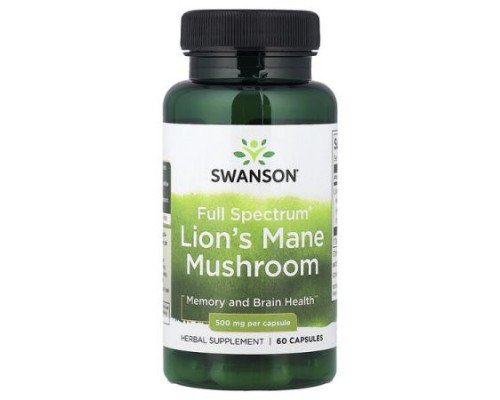 Swanson, Full Spectrum® Lion's Mane Mushroom, 500 mg, 60 Capsules