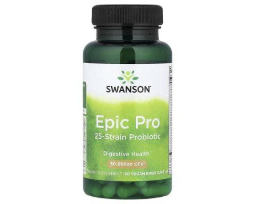 Swanson, Epic Pro 25-Strain Probiotic, 30 Billion CFU, 30 Vegan Embo Caps® AP