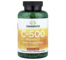 Swanson, C-500, Vitamin C With Rose Hips, 250 Vegan Capsules