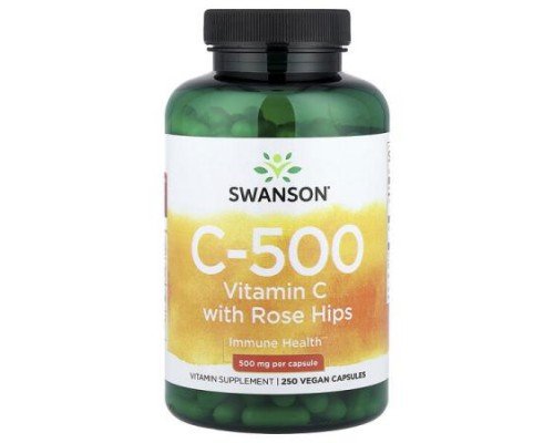 Swanson, C-500, Vitamin C With Rose Hips, 250 Vegan Capsules