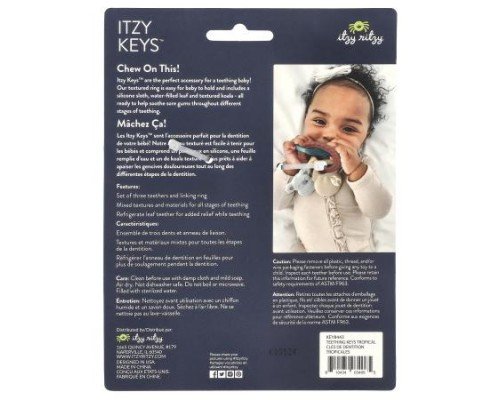 itzy ritzy, Itzy Keys™, Multi-Stage Teething Keys, 3+ Months, Tropical, 1 Count