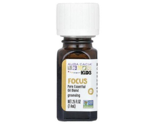 Aura Cacia, Kids, Pure Essential Oil Blend, Focus, 0.25 fl oz (7.4 ml)
