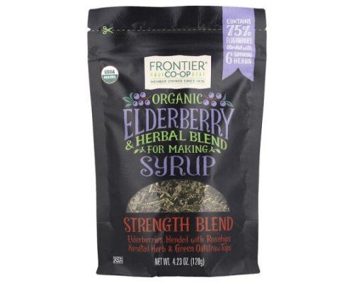 Frontier Co-op, Organic Elderberry & Herbal Blend For Making Syrup, Strength Blend, 4.23 oz (120 g)