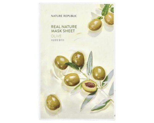 Nature Republic, Real Nature Beauty Mask Sheet, Olive, 1 Sheet, 0.77 fl oz (23 ml) (Discontinued Item)