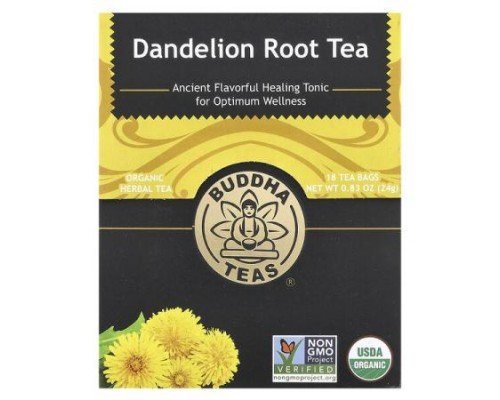 Buddha Teas, Organic Herbal Tea, Dandelion Root, Caffeine Free, 18 Tea Bags, 0.83 oz (24 g)