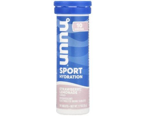 Nuun, Sport Hydration, Effervescent Electrolyte Drink Tablets, Strawberry Lemonade, 10 Tablets