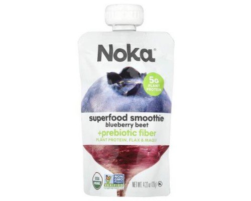 Noka, Superfood Smoothie + Prebiotic Fiber, Blueberry Beet, 4.22 oz (120 g)