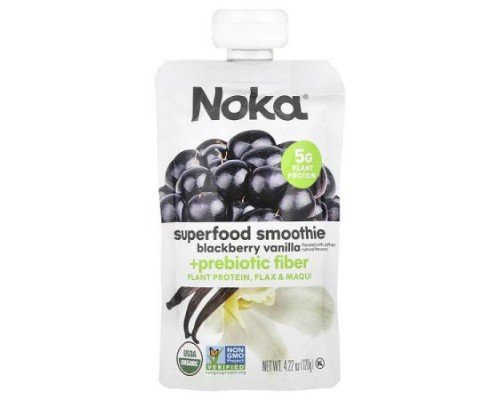 Noka, Superfood Smoothie + Prebiotic Fiber, Blackberry Vanilla, 4.22 oz (120 g)