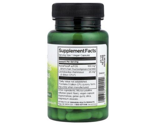 Swanson, Lactobacillus Rhamnosus With FOS, 60 Vegan Capsules