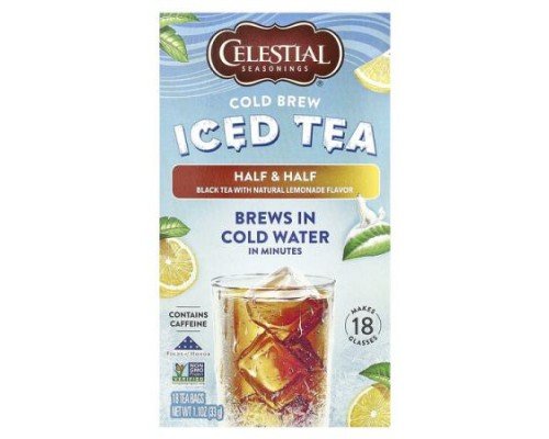 Celestial Seasonings, Cold Brew Iced Tea, Half & Half Black Tea with Natural Lemonade, 18 Tea Bags, 1.1 oz ( 33 g)
