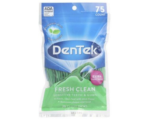 DenTek, Fresh Clean, Floss Picks, Mouthwash Blast, 75 Floss Picks