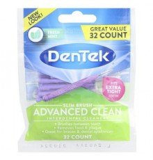 DenTek, Slim Brush Interdental Cleaners, Advanced Clean, Fresh Mint, 32 Count