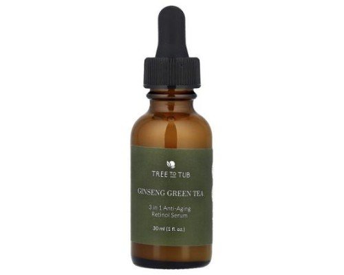Tree To Tub, Ginseng Green Tea, 3-in-1 Anti-Aging Retinol Serum, 1 fl oz (30 ml)