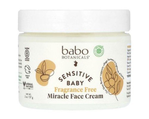 Babo Botanicals, Sensitive Baby Miracle Face Cream, Fragrance Free, 2 oz (57 g)