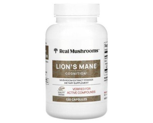 Real Mushrooms, Lion's Mane, Mushroom Extract Powder, 120 Capsules