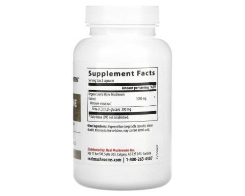 Real Mushrooms, Lion's Mane, Mushroom Extract Powder, 120 Capsules