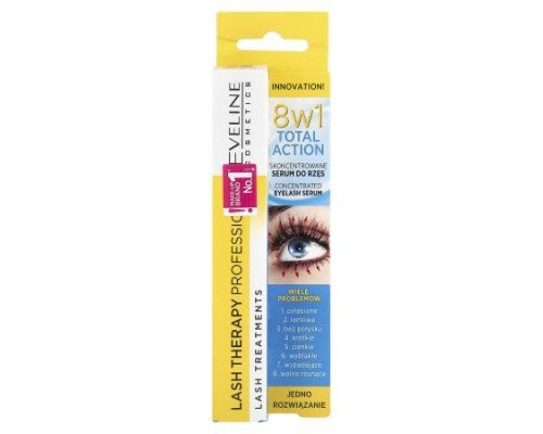Eveline Cosmetics, 8w1 Total Action, Concentrated Eyelash Serum, 0.35 fl oz (10 ml)