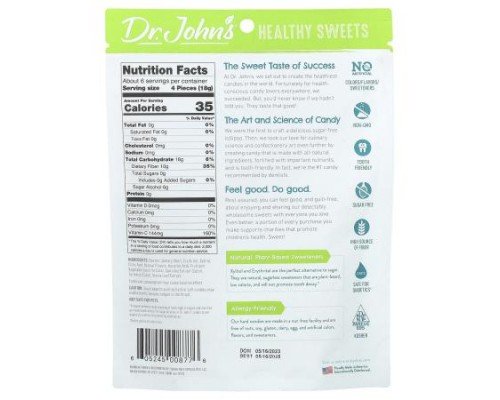 Dr. John's Healthy Sweets, Assorted Hard Candy, + Fiber & Vitamin C, Watermelon, Green Apple, & Strawberry, 3.85 oz (109 g)