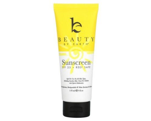 Beauty By Earth, Mineral Sunscreen, SPF 25, Zinc Oxide Sun Protection, 4 fl oz (118 ml)