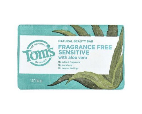 Tom's of Maine, Natural Beauty Bar Soap with Aloe Vera, Fragrance-Free, Sensitive, 5 oz (141 g)