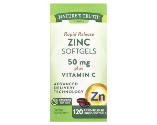 Nature's Truth, Zinc Plus Vitamin C, Rapid Release , 120 Rapid Release Liquid Softgels