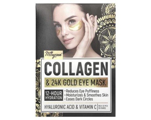 MaryAnn Organics, Collagen & 24K Gold Eye Mask, 16 Pairs