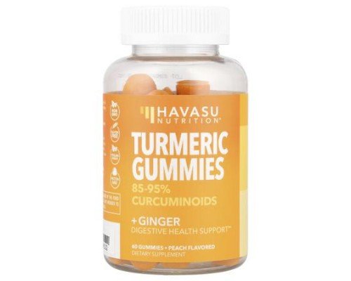 Havasu Nutrition, Turmeric + Ginger Gummies, Peach, 60 Gummies