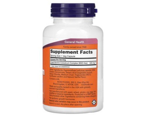 NOW Foods, Colostrum, 500 mg, 120 Veg Capsules