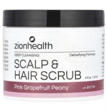 Zion Health, Scalp & Hair Scrub with Biotin, Pink Grapefruit Peony, 4 fl oz (118 ml)