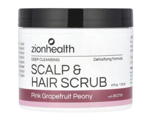 Zion Health, Scalp & Hair Scrub with Biotin, Pink Grapefruit Peony, 4 fl oz (118 ml)