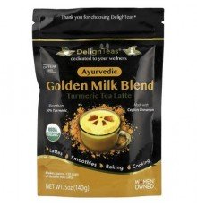 DelighTeas, Ayurvedic Golden Milk Blend, Turmeric Tea Latte, Caffeine Free, 5 oz (140 g)