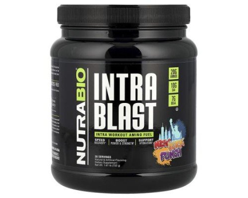 NutraBio, Intra Blast, Intra Workout Amino Fuel, New York Punch, 1.61 lb (732 g)
