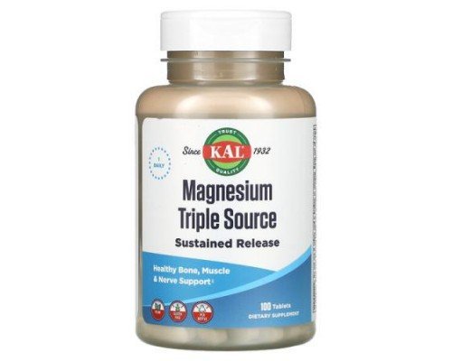 KAL, Magnesium Triple Source, 100 Tablets