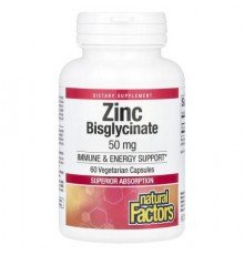 Natural Factors, Zinc Bisglycinate, 50 mg, 60 Vegetarian Capsules