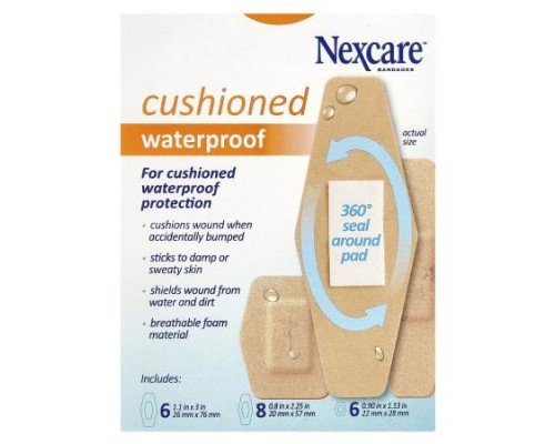 Nexcare, Cushioned Waterproof Bandages, 20 Assorted Sizes