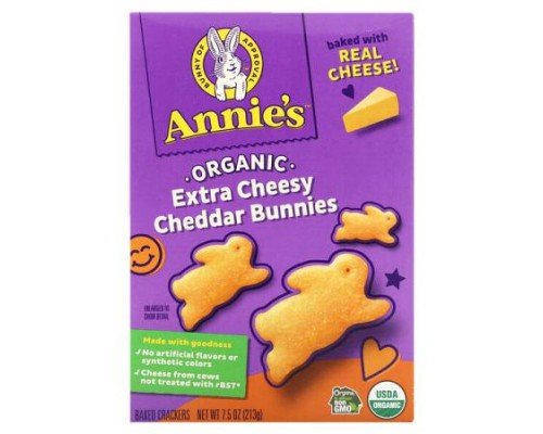Annie's Homegrown, Organic Cheddar Bunnies,  Baked Crackers, Extra Cheesy, 7.5 oz (213 g)