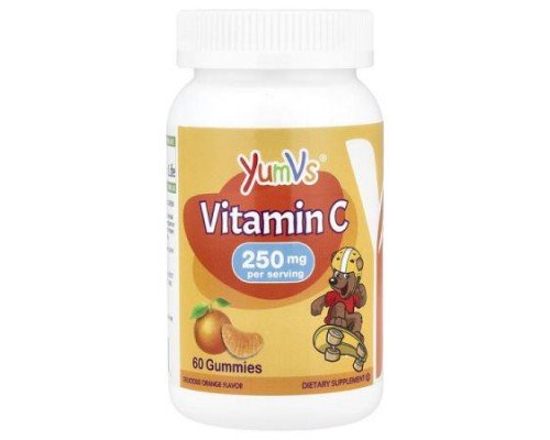 YumVs, Kids, Vitamin C Gummies, Delicious Orange, 250 mg, 60 Gummies